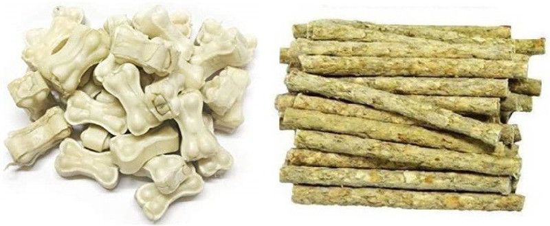 SAWAY Dog Healthy Saway White munchy & 2 Inch White Bone 100-100gm Chicken 0.2 kg (2x0.1 kg) Dry Young, Adult, New Born Dog Food