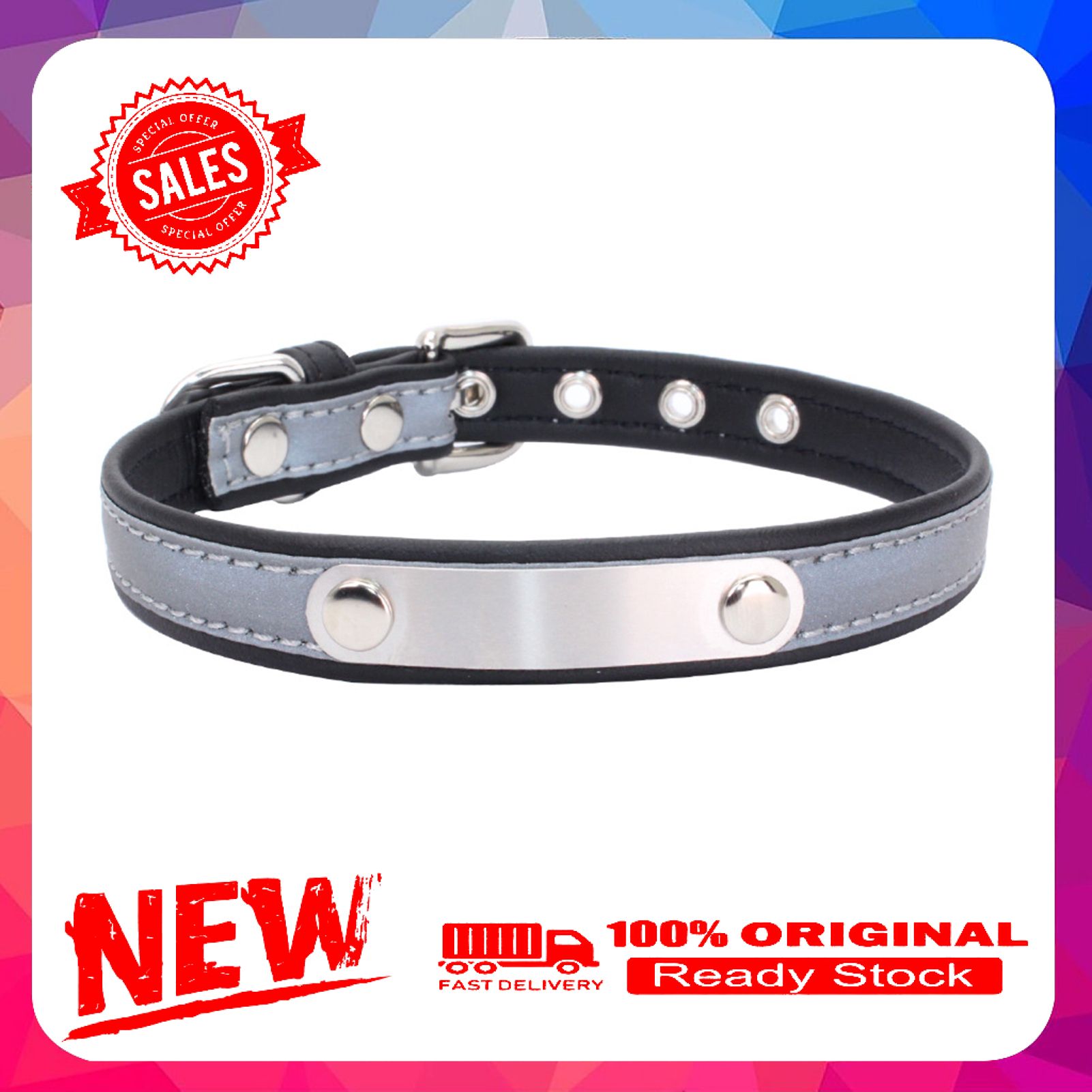 Miss cherry Puppy Necklace Reflective Engravable Zinc Alloy Adjustable Dog Neckwear for Daily Life