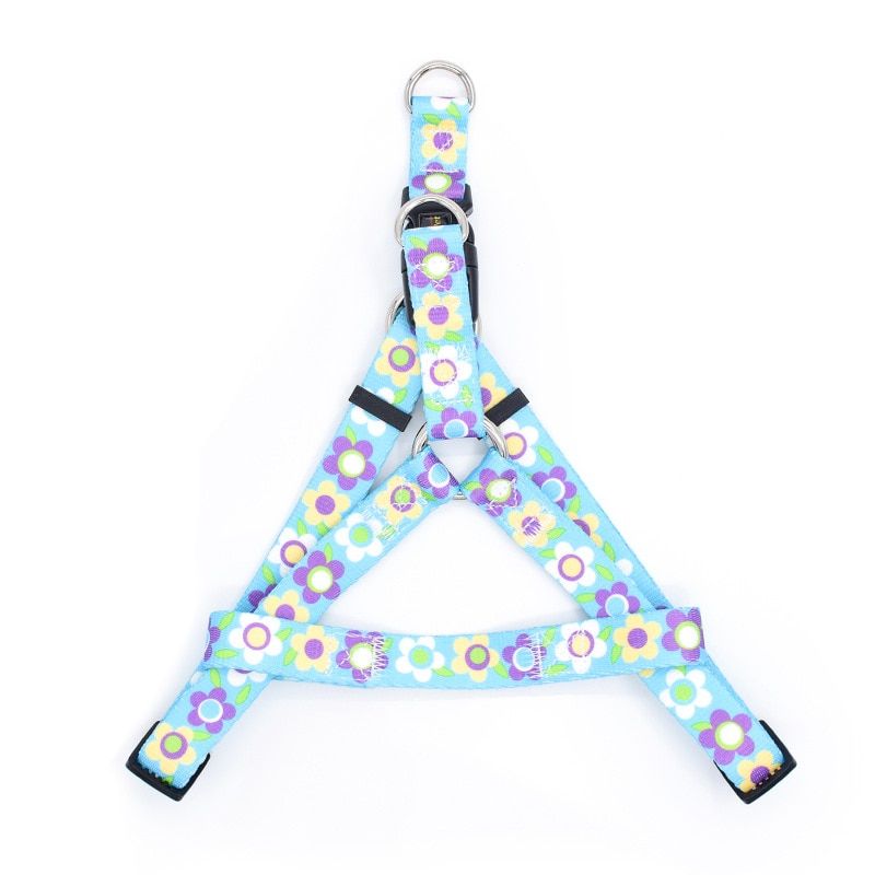 Outdoor Pet Supplies Cute Printed  Harnesses Adjustable  Collar Blue Puppy Leash  Vest Suitable for Teddy Chihuahua