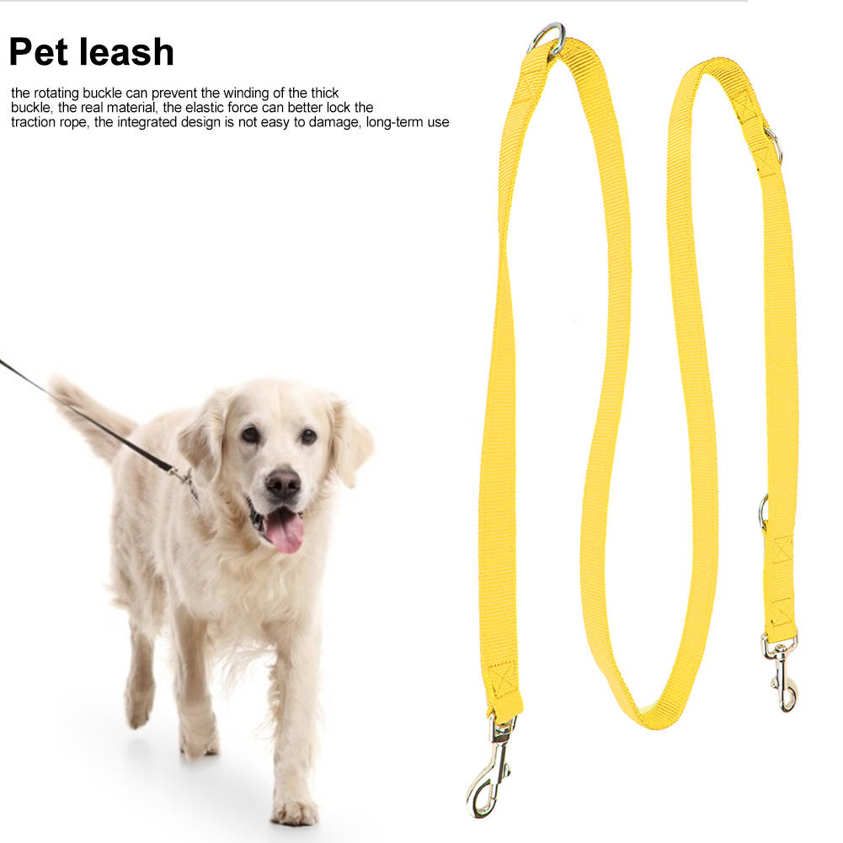Dog Walking Leash 2m Double Buckle Nylon Flexible Pet Traction Rope with Chain