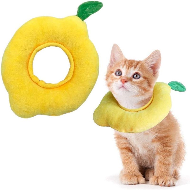 Emily Pets Lemon Pet Cat Recovery Collar Cat Soft Lemon Neck Cone Adjustable Pet E Collar After Surgery, Wound Healing Protective Cat Elizabethan Collar for Kitten & Puppy(S,Yellow) Dog & Cat Anti-stress Collar  (Small, Lemon-YELLOW)