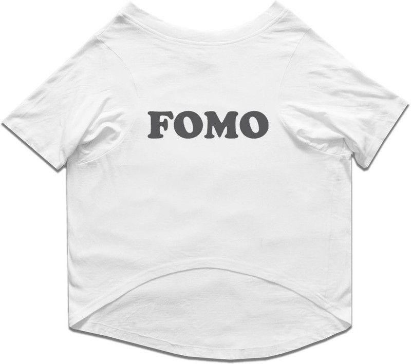 RUSE T-shirt for Dog  (Basic Crew Neck "F.O.M.O." Printed Half Sleeves /Apparel/Clothes/T-shirt Gift for Dogs.colour-White/XX-Small (Chihuahuas, Papillons))