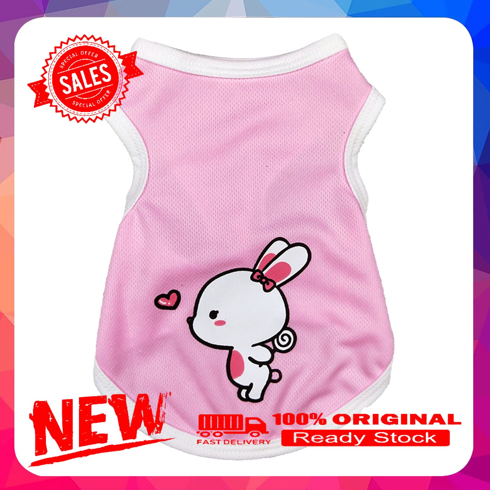 Dog Vest Cartoon Printing Round Neck Apparel Two-legged Puppy Pullover T-Shirt for Summer