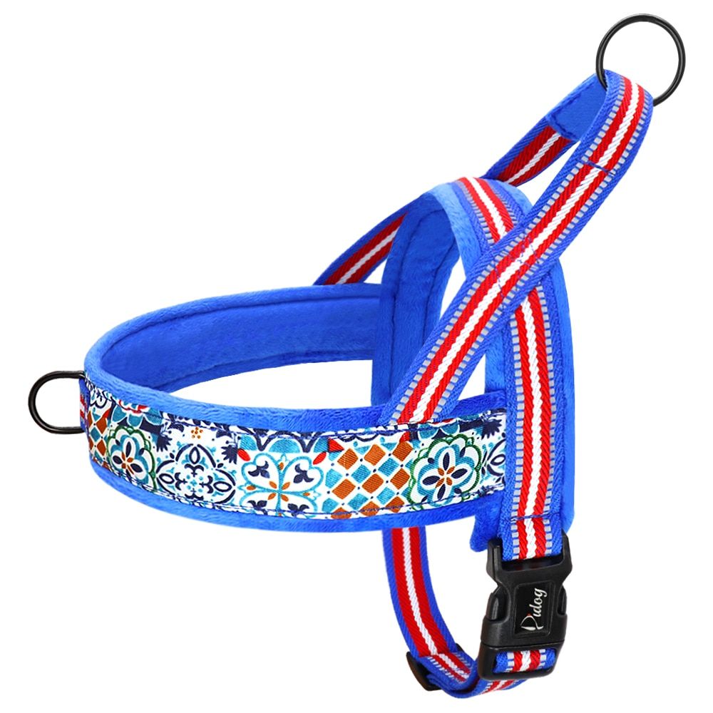 Reflective  Harness Nylon Soft Padded Pet Vest Warm Winter s Harnesses Colorful Print Pitbull Small Large s With Handle