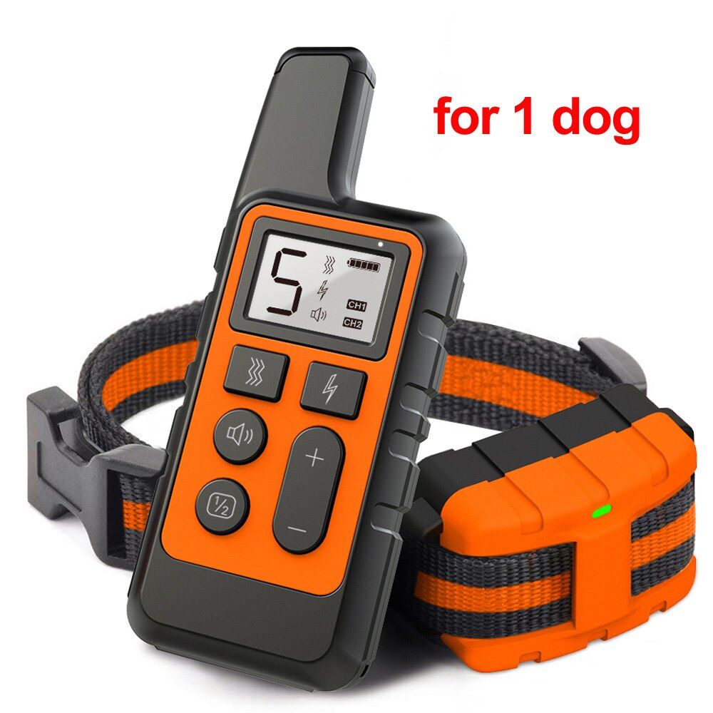 Training Collar Electric Shock sound Anti-Bark Remote Waterproof Rechargeable LCD for small big s training for 1  Orange