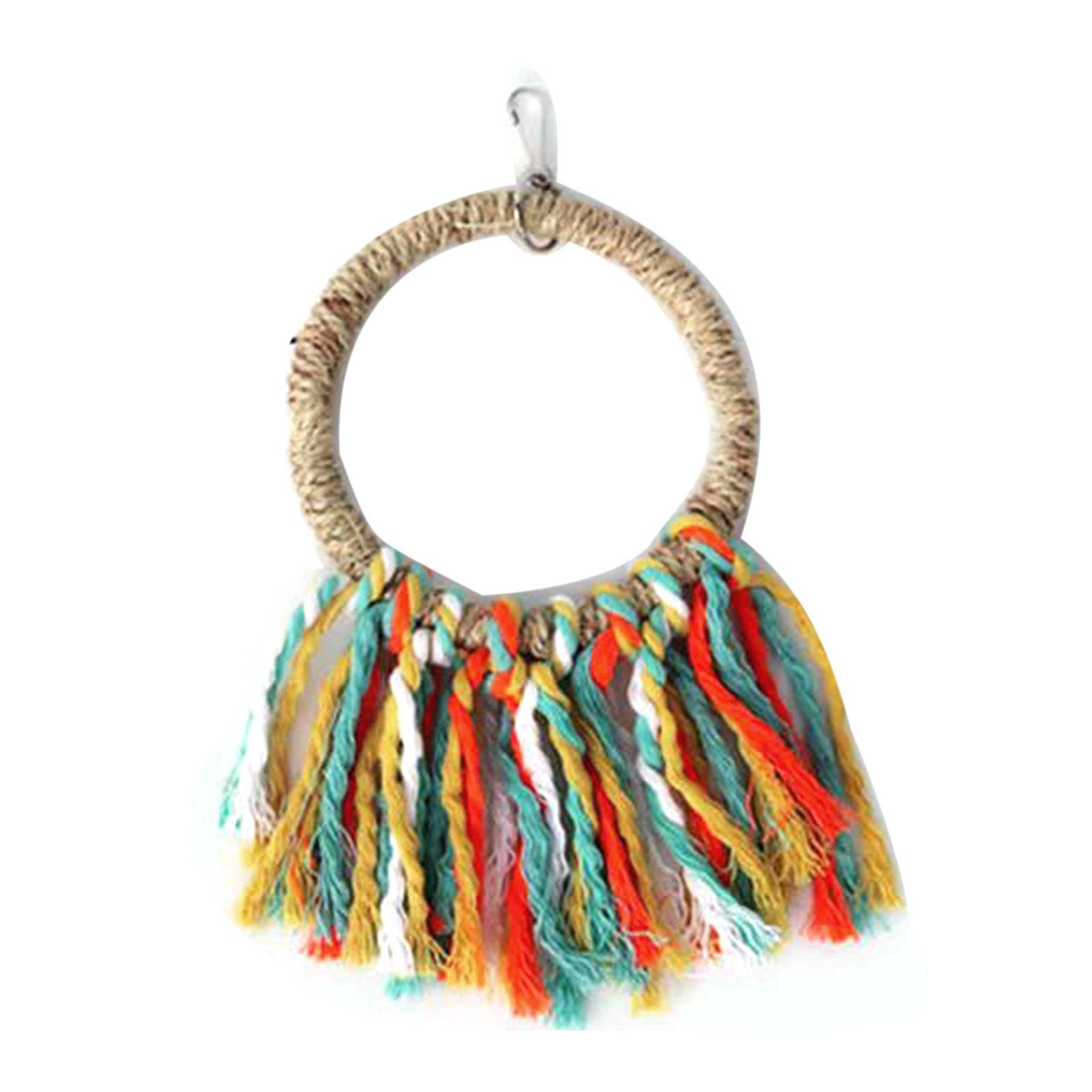 Hanging Wooden Parrot Bird Swing Circle Tassel Ring Chew Bite Toy Pet Supplies