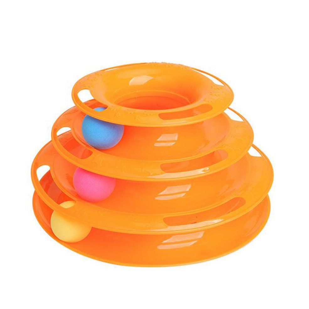 HA Pet Cat Toy Three-layer Cat Carousel Three-layer Tower Track Cat Carousel-yellow