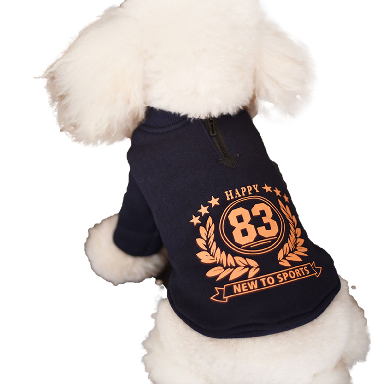 Pet Sweater Zipper Design Number Pattern Print Pet Apparel