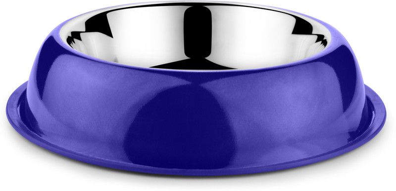 HM Steels HMSTEELS Dog bowl belly Shape Round Stainless Steel Pet Bowl  (3000 ml Blue)