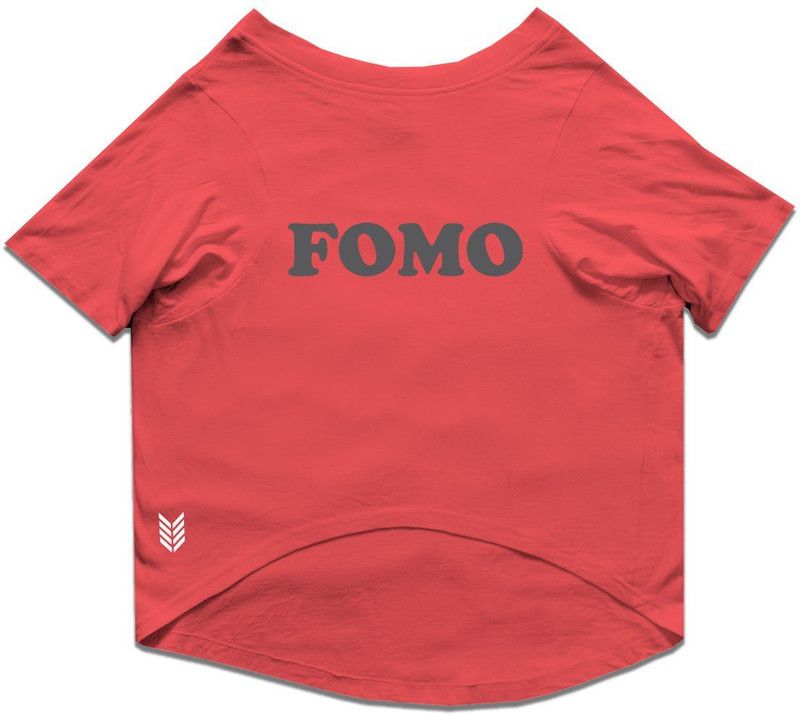 RUSE T-shirt for Dog  (Basic Crew Neck "F.O.M.O." Printed Half Sleeves /Apparel/Clothes/T-shirt Gift for Dogs.colour-Poppy Red/Large (Retrievers, Labs etc.))