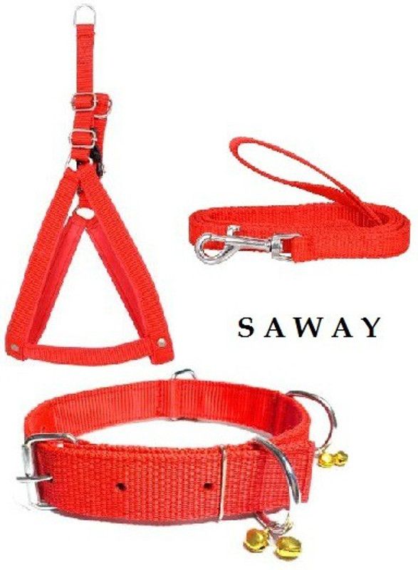 Pet N Perry Pet N Perry Export Quality Dog Red Ghungroo Collar , Lease And Harness Large Dog Harness & Leash  (Large, RED)