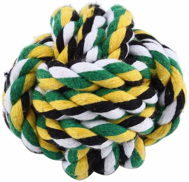 PETS EMPIRE Durable Cotton Rope Braided Ball Play Fetch Toy for Small to Medium Dogs Interactive Teething Rope Toy to Play Cotton, Polyester Chew Toy, Fetch Toy For Dog