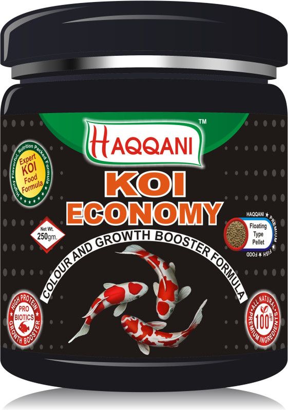 haqqani KOI Economy Fish Food | Color and GrowthEnhancer Formula | KOI Fish Food (250 Gram) Fish 0.25 kg Dry Adult, Young, Senior Fish Food