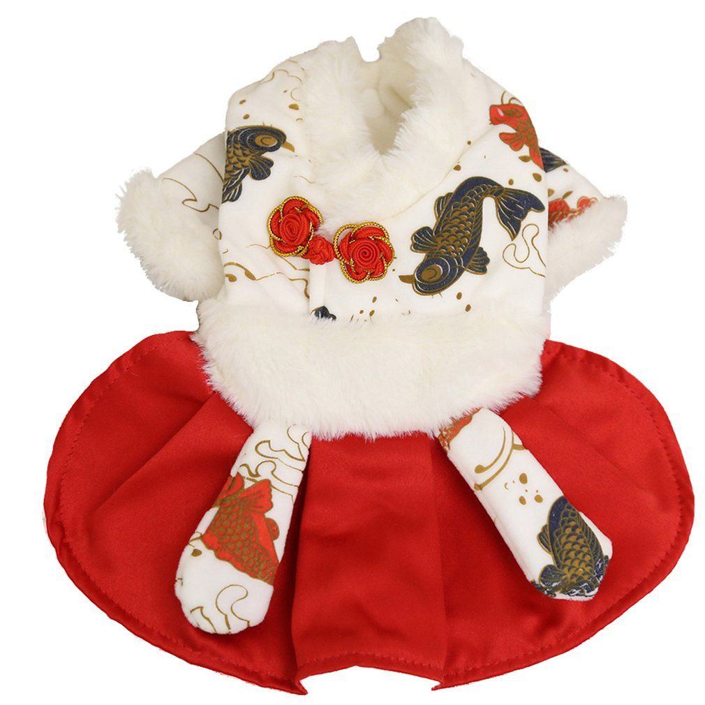 Pet Dog Koi Skirt New Year Outfit Pet Fall And Winter Four-Legged Supplies Colorful L