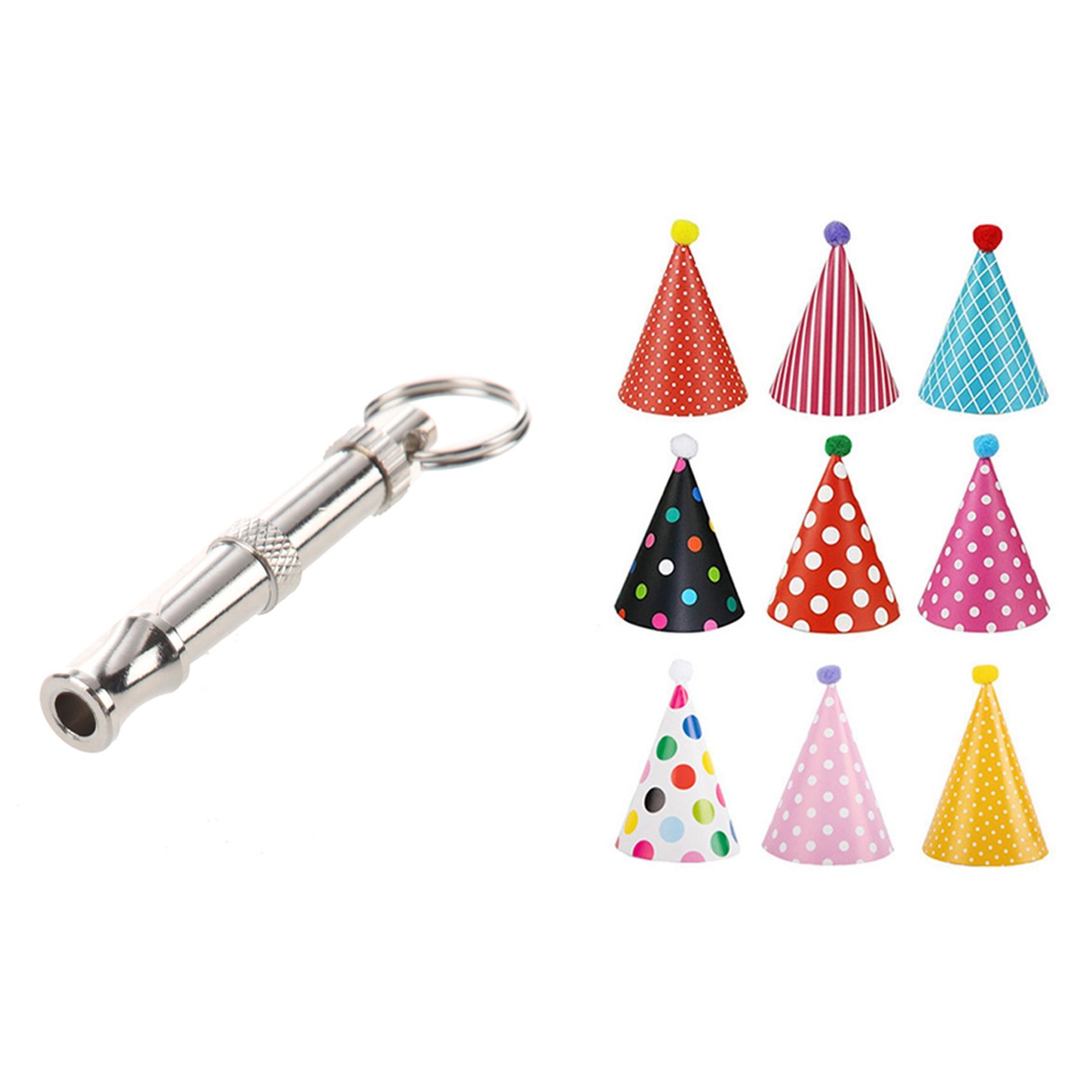 High Frequency Dog Training Whistle with 10 Pcs/Set Dog Birthday Bandana Scarfs and Party Hat