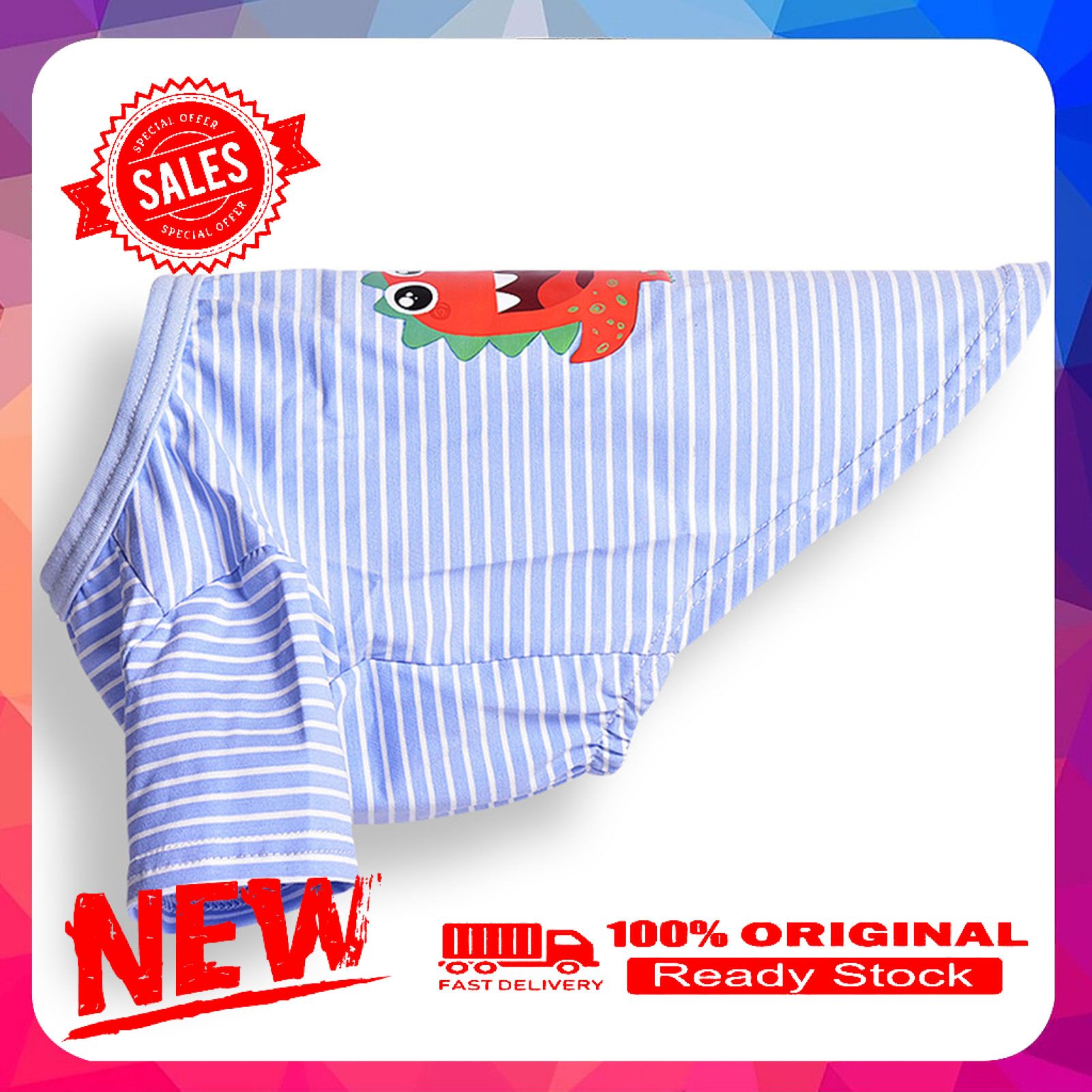 Vist Fox Pet Shirt Cartoon Print Breathable Cotton Puppy Striped Vest for Daily Wear