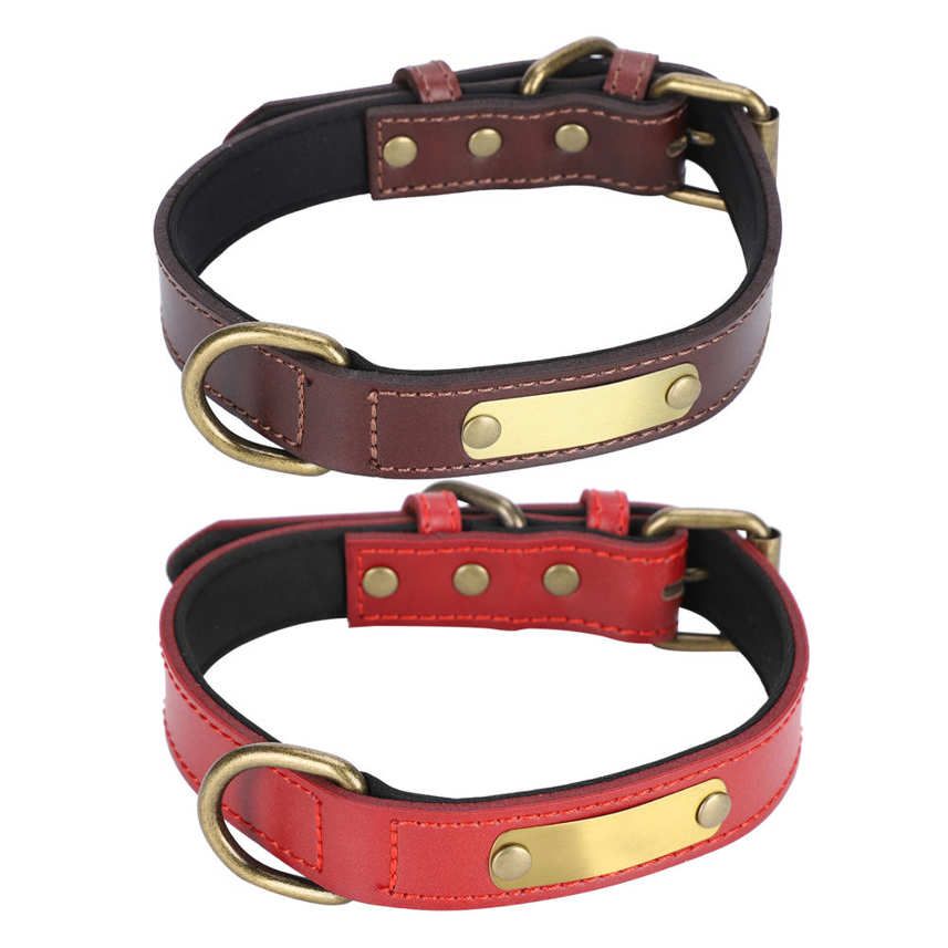 1x Leather Dog Collar DIY Engraving Pet Cat Puppy Name ID Choker XS-XL Size