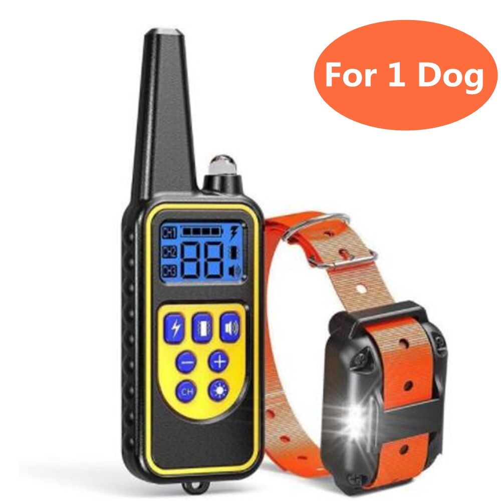 800m Electric  Training Collar Waterproof Rechargeable Pet Remote Control With LCD Display For All Size Shock Vibration Sound Black