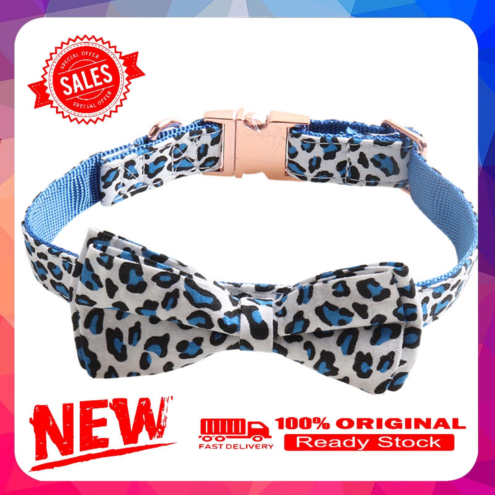Pet Collar Leopard Pattern Decorative Metal Buckle Fashion Dog Necklace Loop for Small Medium Large Dogs