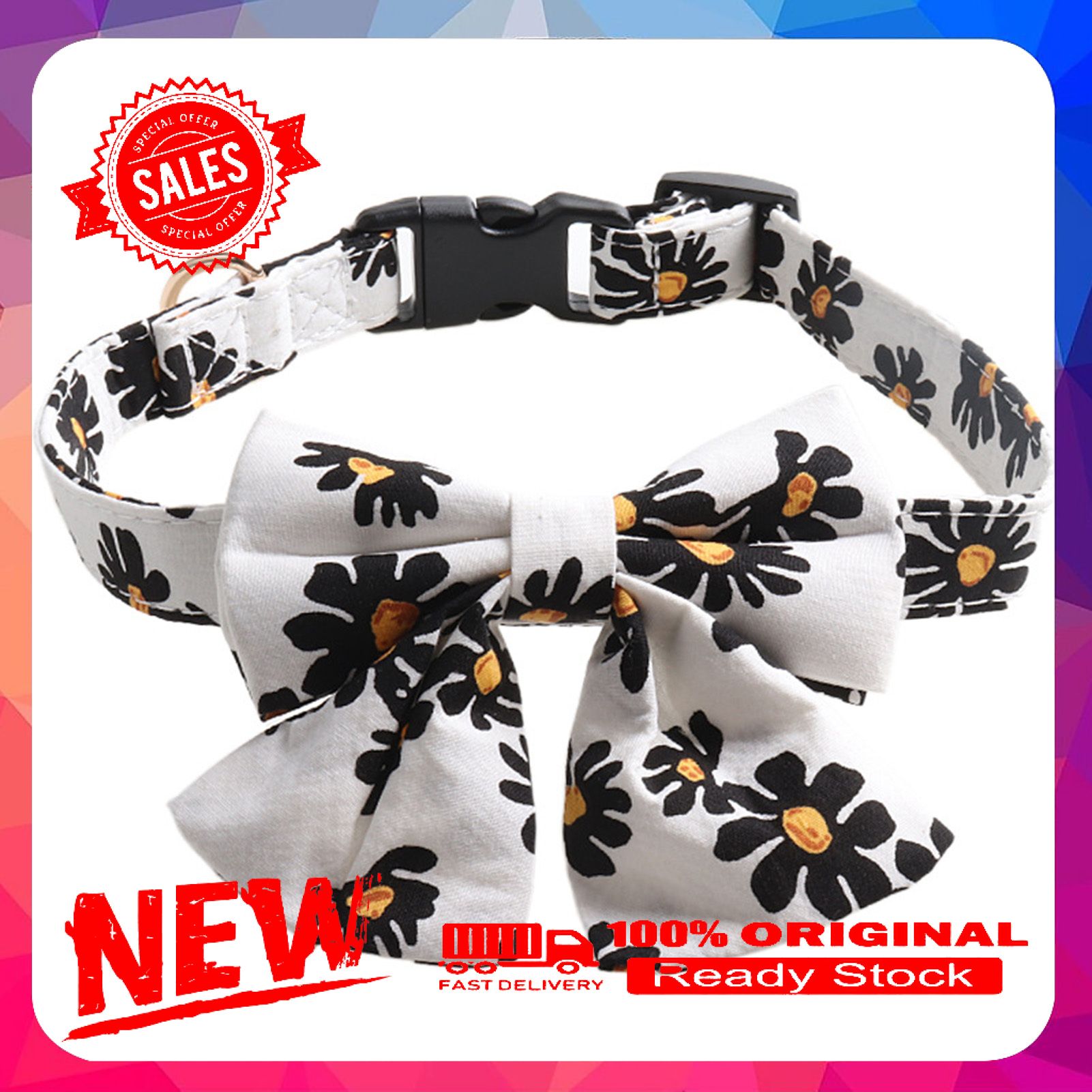Pet Collar Flower Pattern Dress-up Skin Friendly Pet Dogs Butterfly Ties Collar Pet Supply