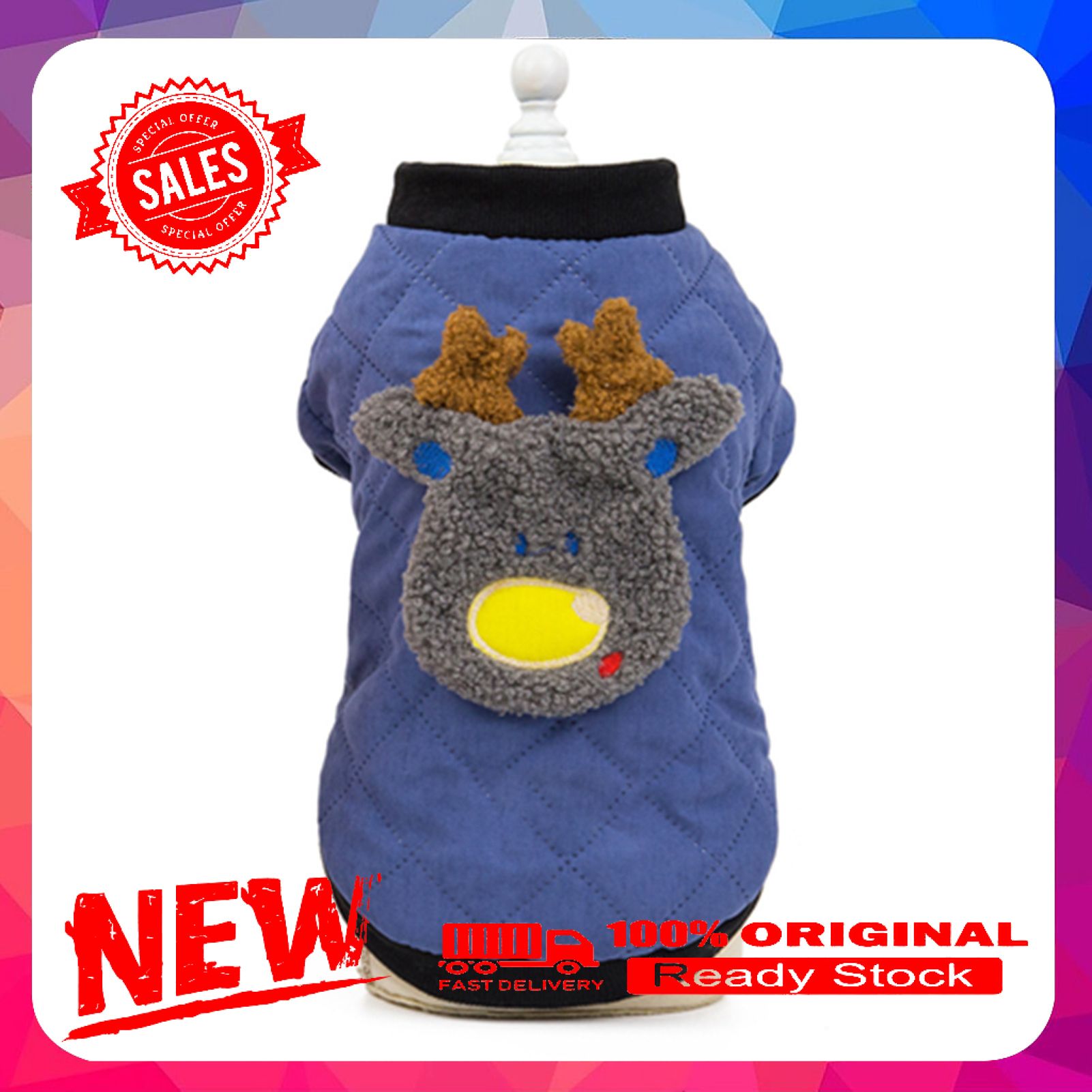 Vist Fox Winter Pet Cartoon Pattern Stitching Coat Two-legged Cotton Jacket Dog Clothes