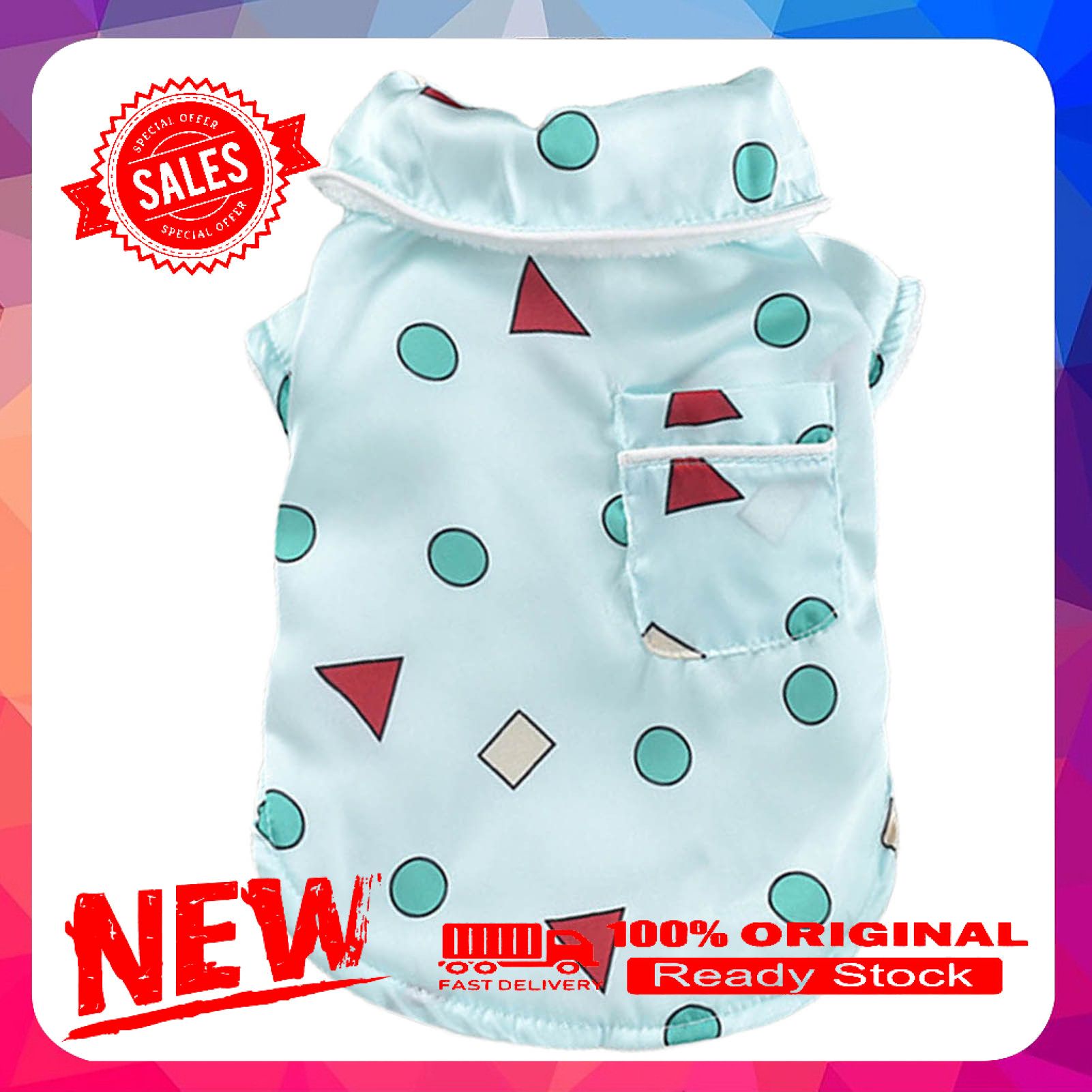 Pet Pajamas Geometric Pattern Dress-up Skin-friendly Pet Short Sleeves Cardigan Outfit Dogs Supplies