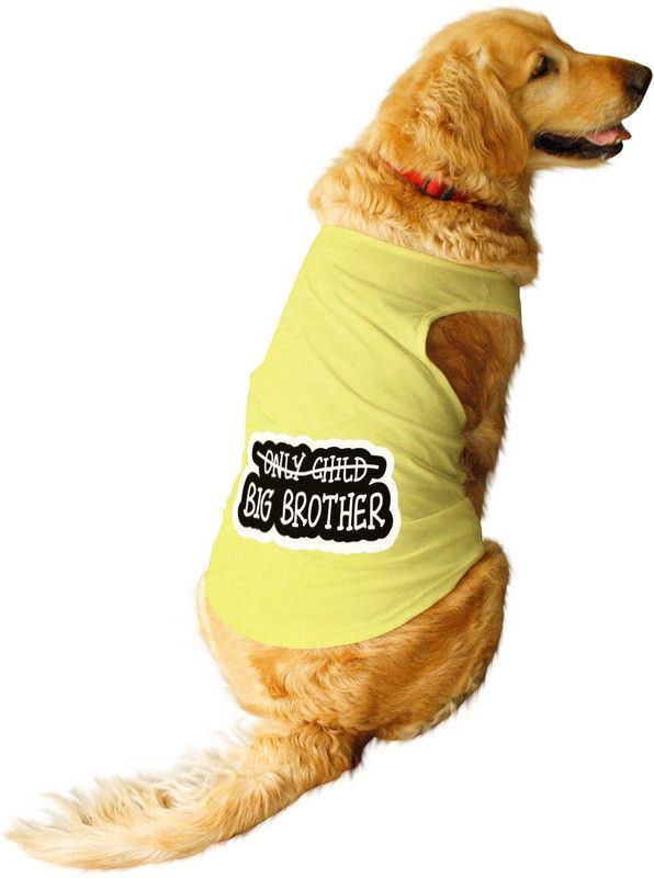 RUSE Tank for Dog  (Big Brother Printed Round Neck Sleeveless Tees/Lemon Yellow)
