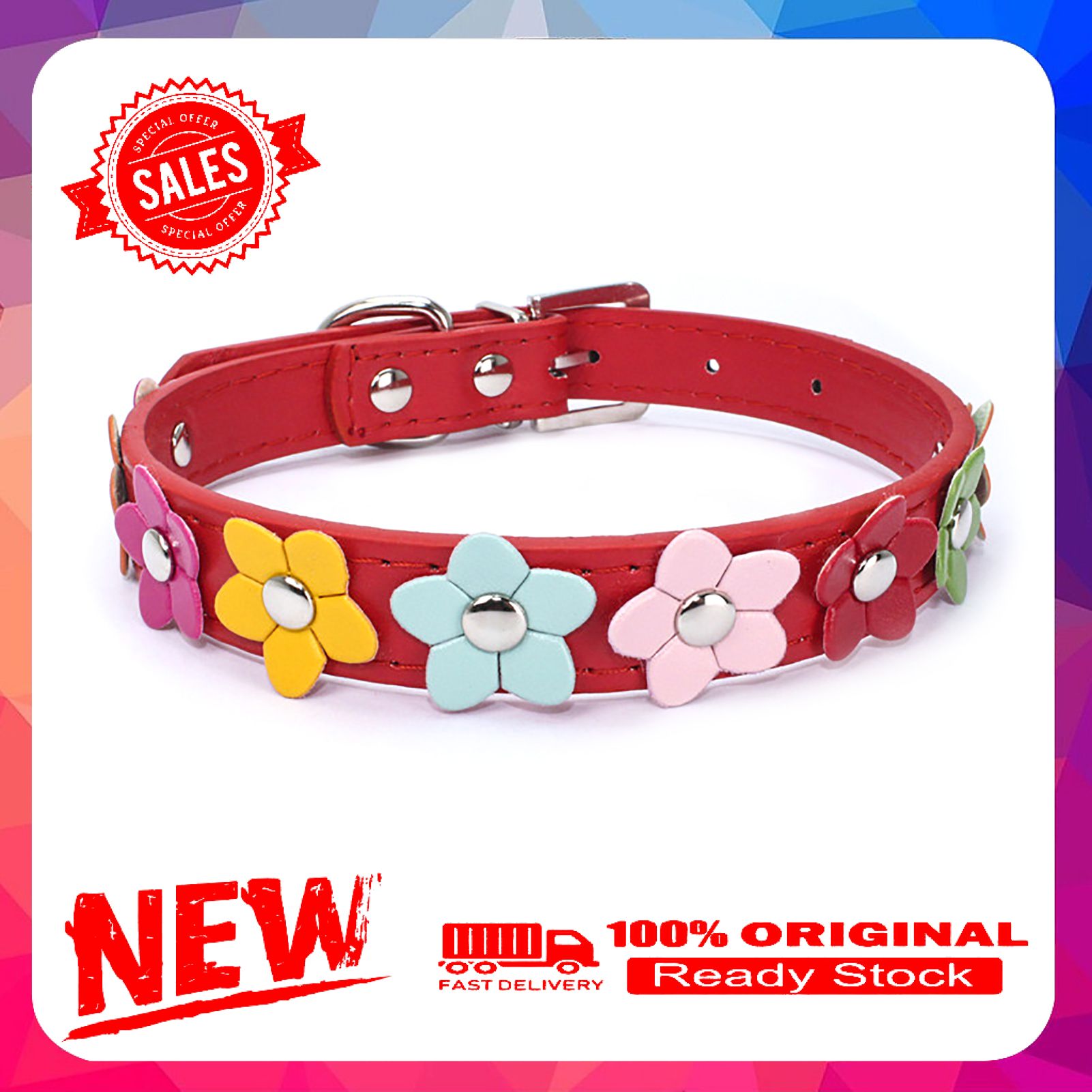 Miss cherry Pet Collar Flower Decor Adjustable Wear-resistant Dog Necklace Loop Pet Supplies