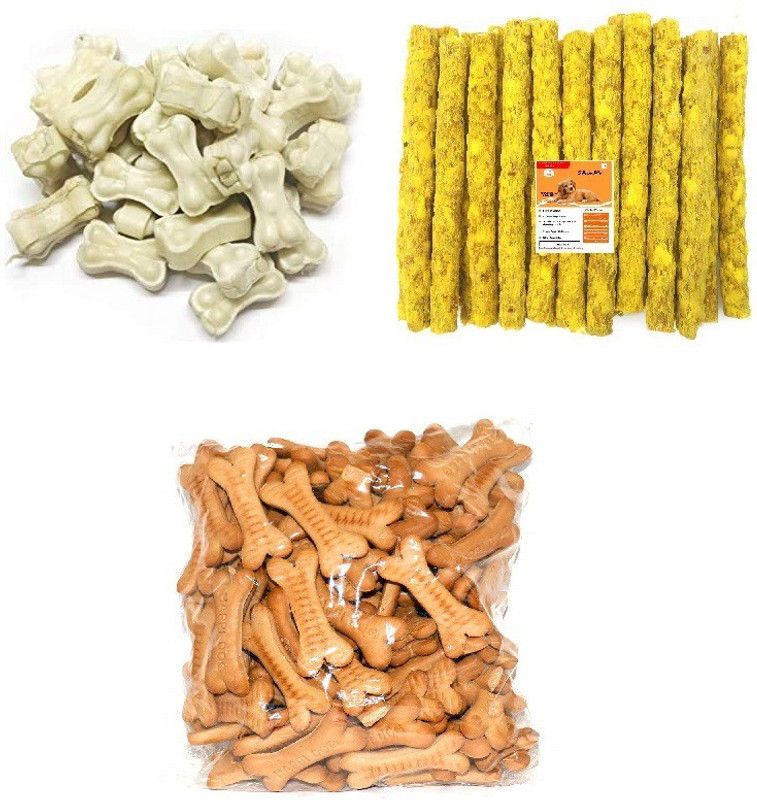 SAWAY Saway Export Quality Dog Calcium Bone 2 Inch 1 Kg Munchi 250 gm Biscuit 250 gm Chicken, Chicken Dog Chew  (1.5 kg, Pack of 1)