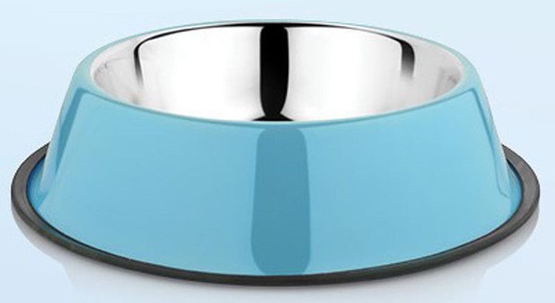 HM Steels HMSTEELS Dog bowl Round Stainless Steel Pet Bowl  (750 ml Blue)