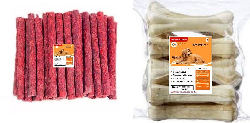 SAWAY Saway Dog Healthy Pressed Chew Bone 5 Inch 1.5kg,Rawhide Mutton Munchy Stick (Red) 1.5kg (Pack of 3kg) Beef, Mutton Dog Chew  (3 kg, Pack of 1)