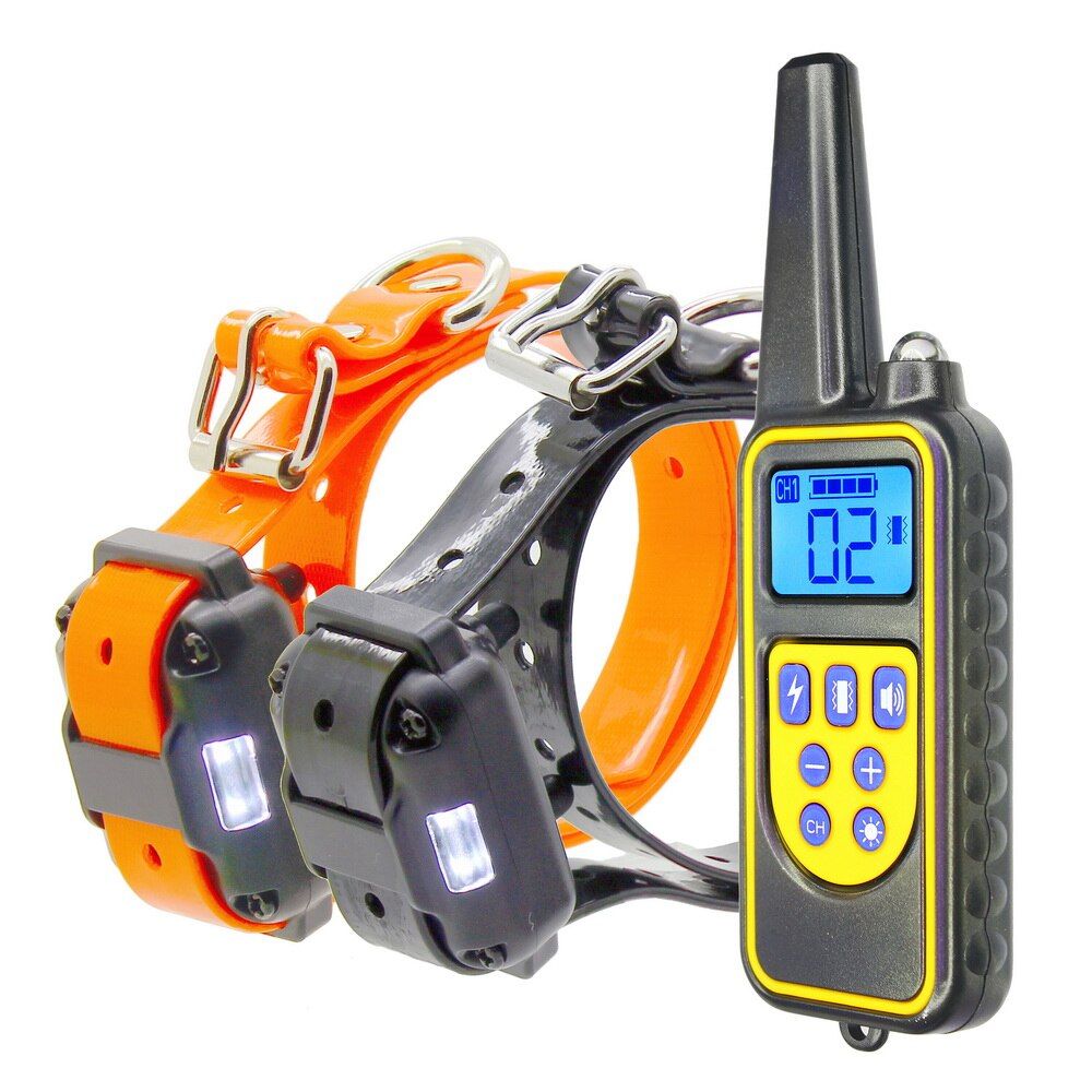 880V  Remote  Training Collar 800m For 2 s  Rechargeable and waterproof Function with Backlight OrangeBlack