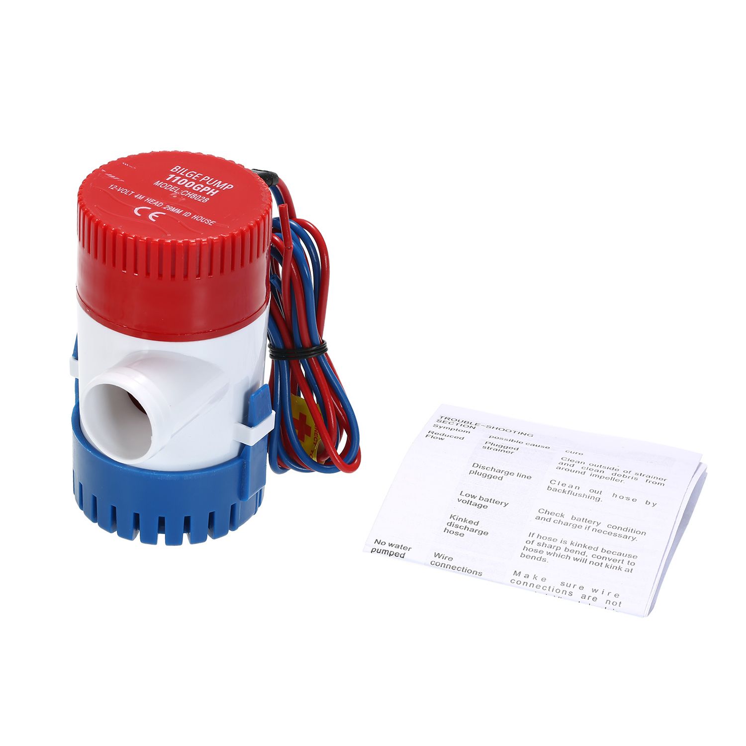 12V Electric Pump 1100GPH Marine Bilge Pump Submersible Boat Water Pump