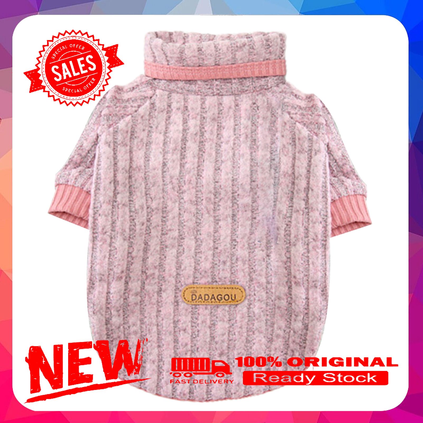 Vist Fox Pet Pullover Stripes Texture All-match Comfortable Pet Knitwear Sweater Clothes for Small Dogs