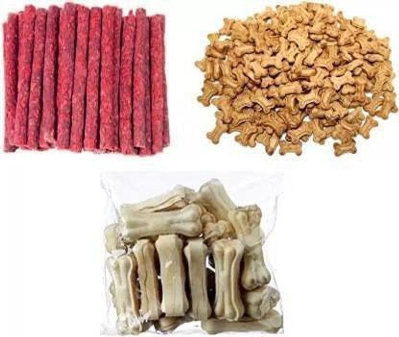 SAWAY SAWAY Calcium Treats White Digestible Press Bone 3 Inch 200gm + Mutton Flavour Munchy 200gm, + Calcium Dog Dry Veg Biscuits 200gm (Pack of 600gm) Chicken, Mint Dog Chew  (600 g, Pack of 3)