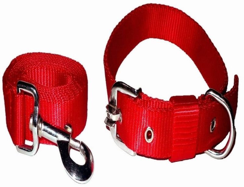 Delicacy Pet Food & Supplies DPF312 Leash color Red-1.5 inch (Pack of 1) Dog Collar & Leash  (Medium, Red)