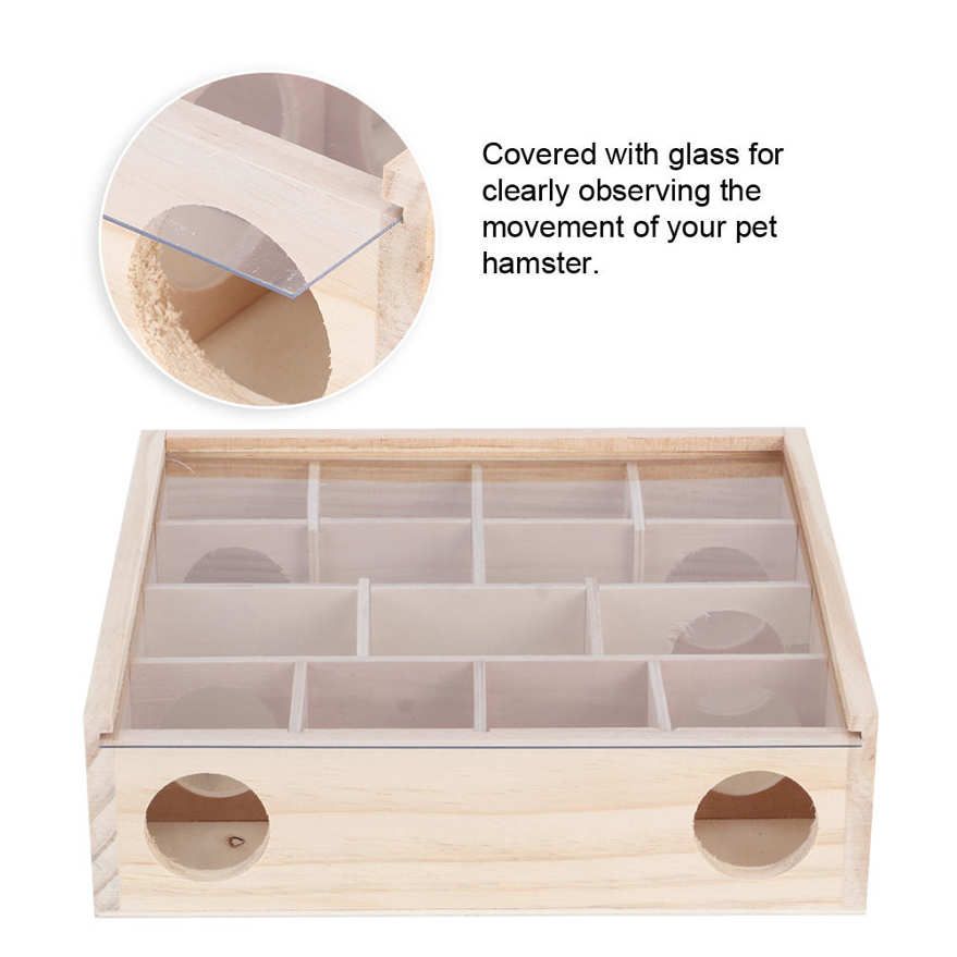 Mouse Toy Hamster Maze Mice Natural Wood Interactive Intelligent Pet with Acrylic Glass