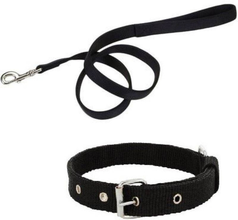 Delicacy Pet Food & Supplies DPF59 Collar & Leash color Black-1.25Inch (Pack of 1) Dog Collar & Leash  (Medium, Black)
