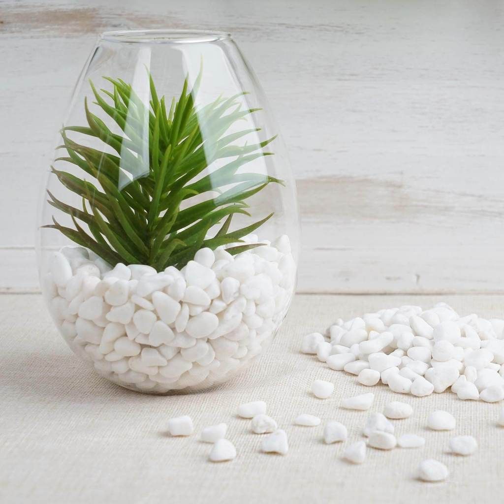 White Small Glossy Stones for Home Decorative, Vase Fillers, Aquarium Fish Tank, Garden