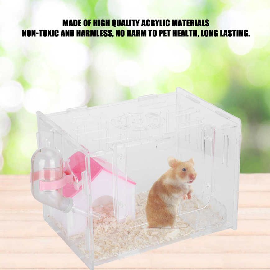 Acrylic Pet Cage Transparent Single Layer House Castle Hamster Supplies with Feeding Basin