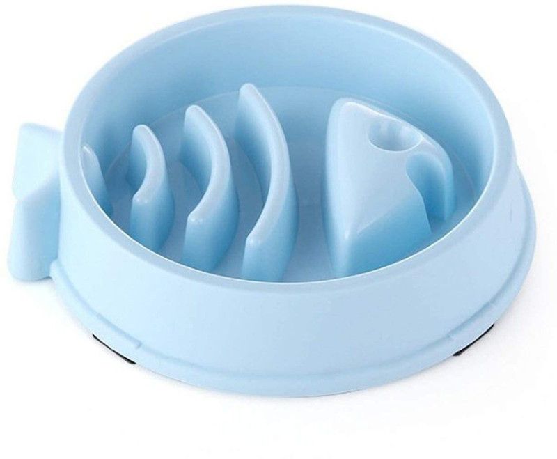 PetMe Premium Slow Feeder | Anti Skid | Anti Chowk Melamine Pet Bowl  (1 L Blue)