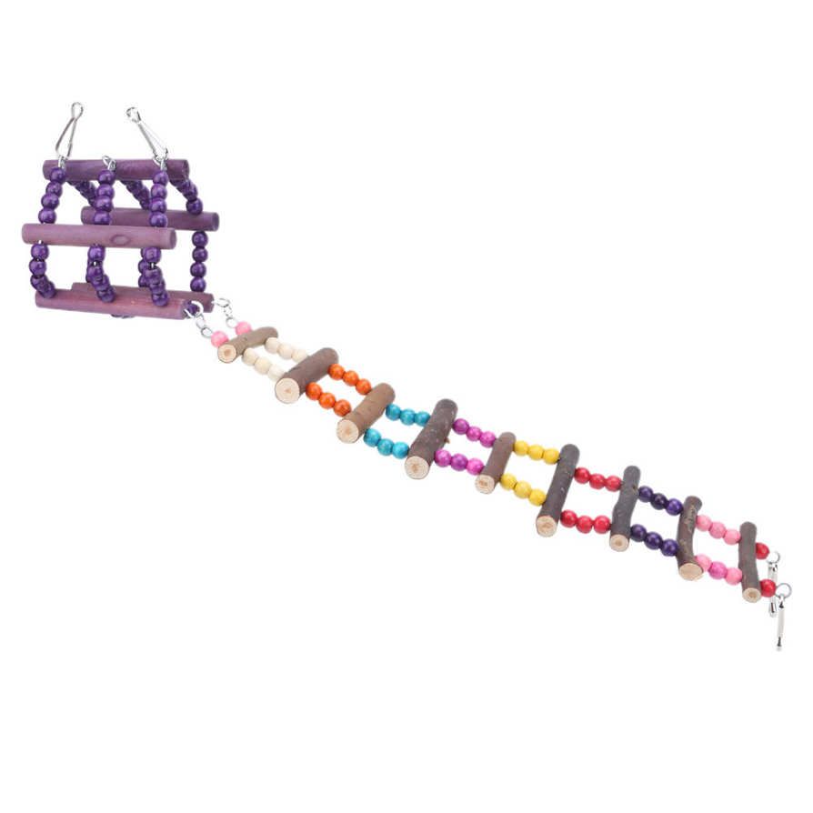 Bird Climbing Ladder Toy Wood Swing Drawbridge Loop Pet Supply NEW