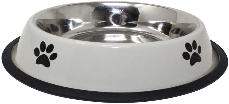 VG craft Stainless Steel Non- Slip dog & cat feeding bowl (set of 1) Stainless Steel Pet Bowl & Bottle  (450 ml Yellow)