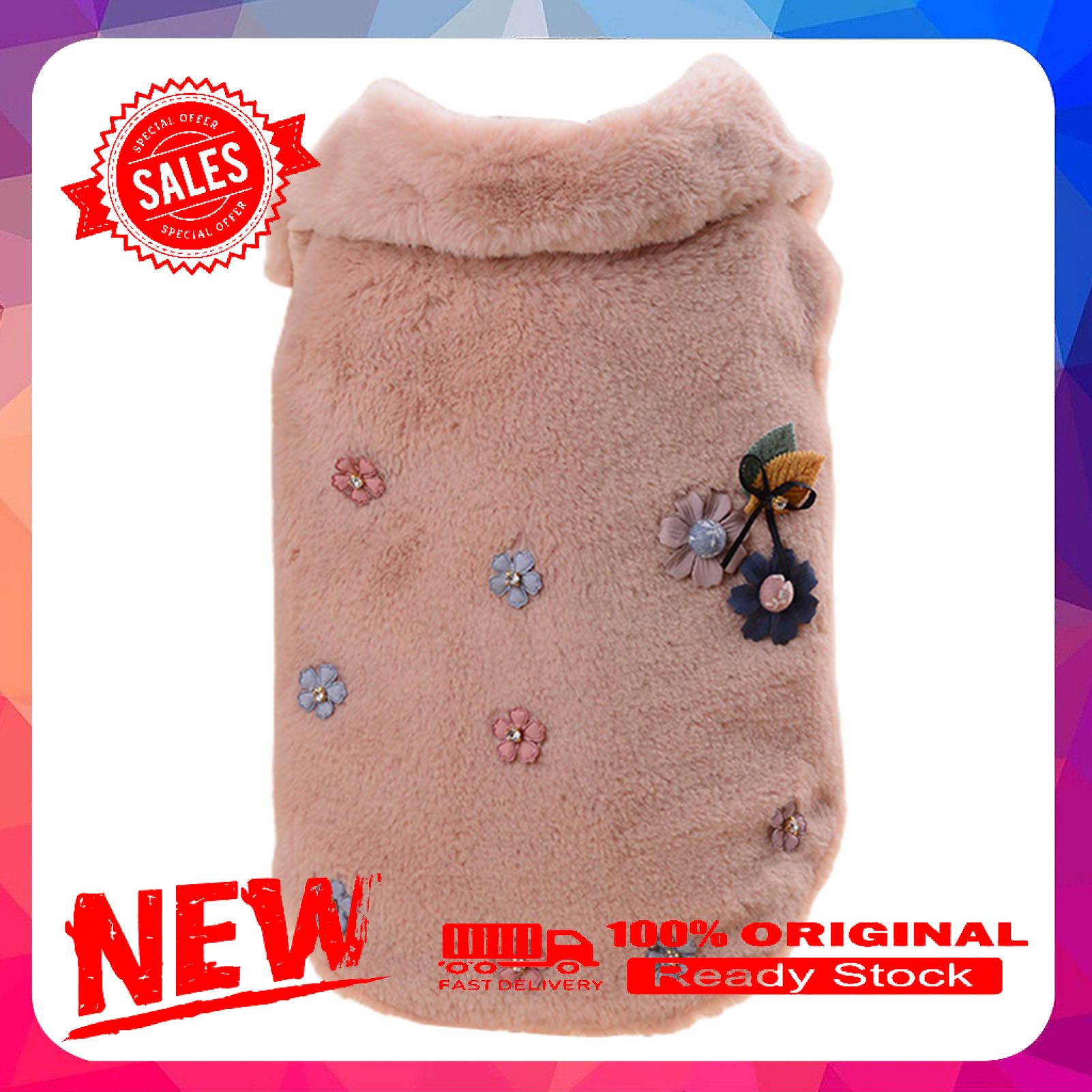 Pet Dog Outwear Floral Pattern Dress-up Skin-friendly Fashion Pet Dogs Coat Outfits for Autumn