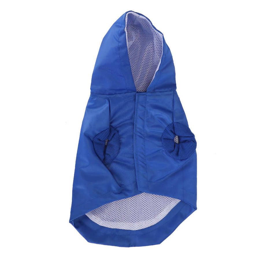 Hooded Raincoat Dog Cat Adjustable Water-Proof Jacket Reflective Blue Soft for Pets