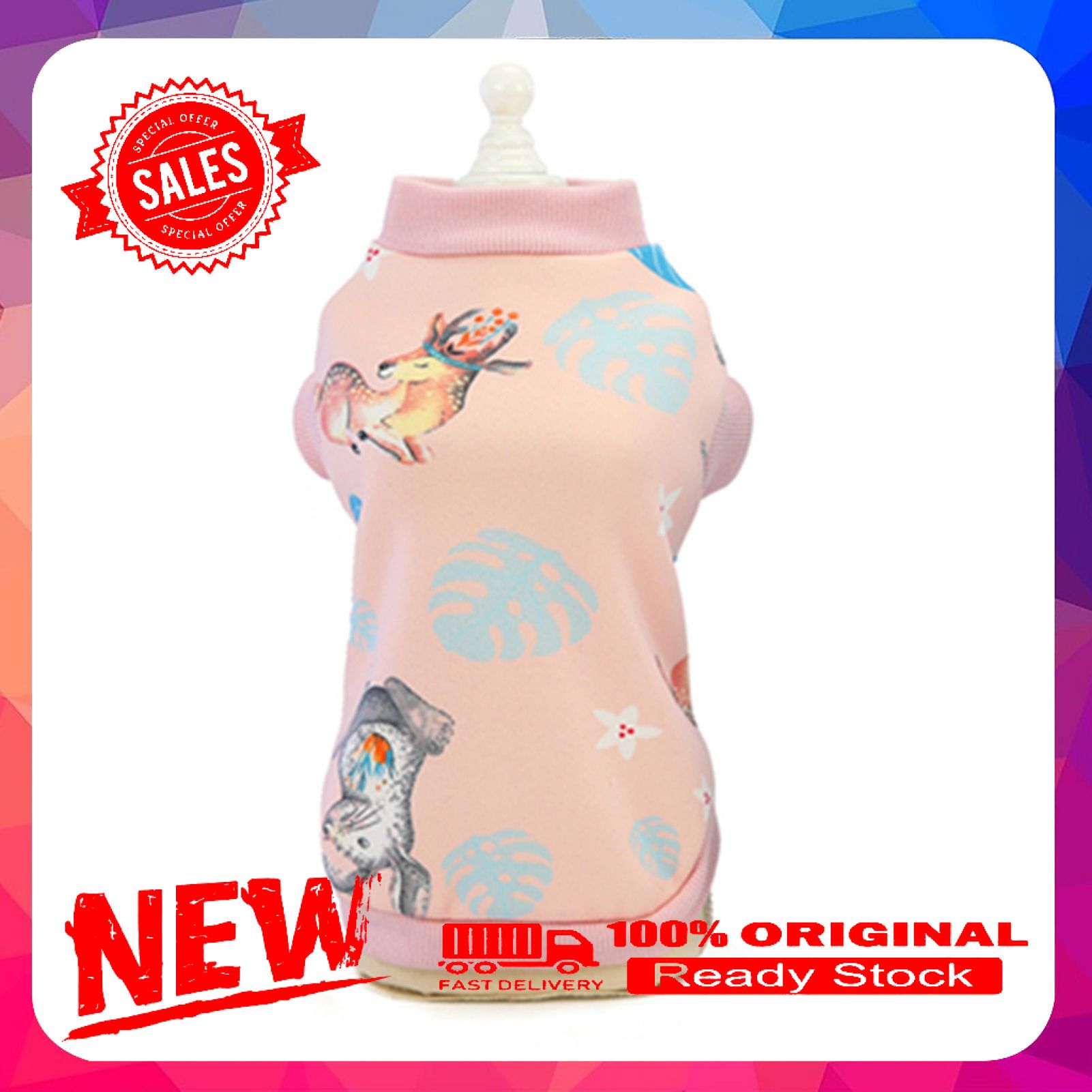 Vist Fox Autumn Winter Pet Milk Silk Cartoon Printed Sweater Elastic Dog Cat Clothes