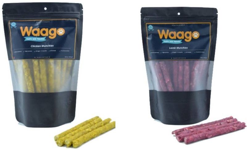 Waago Nutritional Dog Chew Chicken Munchies 1Kg + Lamb Munchies 1Kg Chicken, Lamb Dog Treat  (2 kg, Pack of 2)
