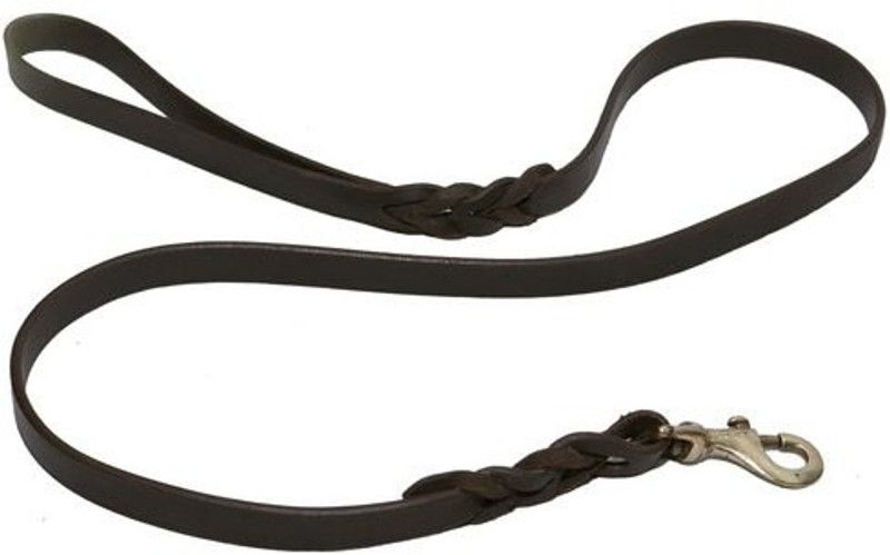 DCM PET MART Leather 4 Feet Long Leather Dog Leash Dog Training Leash Dog Show Leash (BB) 120 cm Dog Strap Leash (Black&Brown) PP Rope Covered with Leather 120 cm Dog Cord Leash  (Black, Brown)