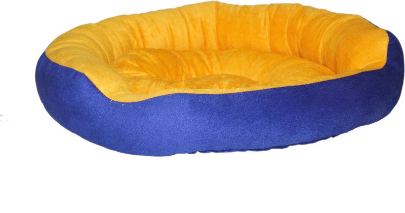 RK PRODUCTS R K PRODUCTS blue_yellow_round XL Pet Bed  (Multicolor)