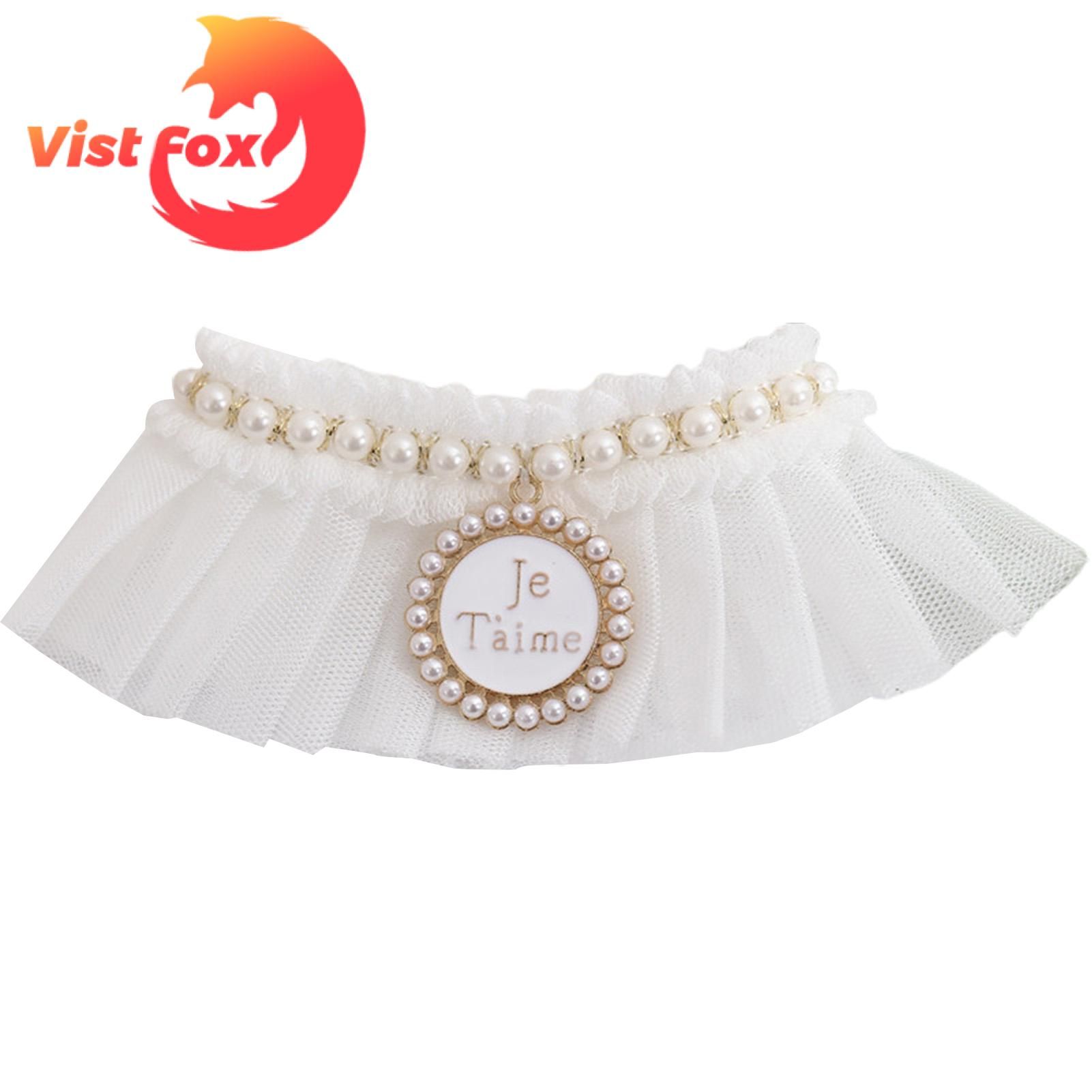 Pet Neckerchief Faux Pearl Design Kitty Saliva Neckerchief Pet Photography Prop